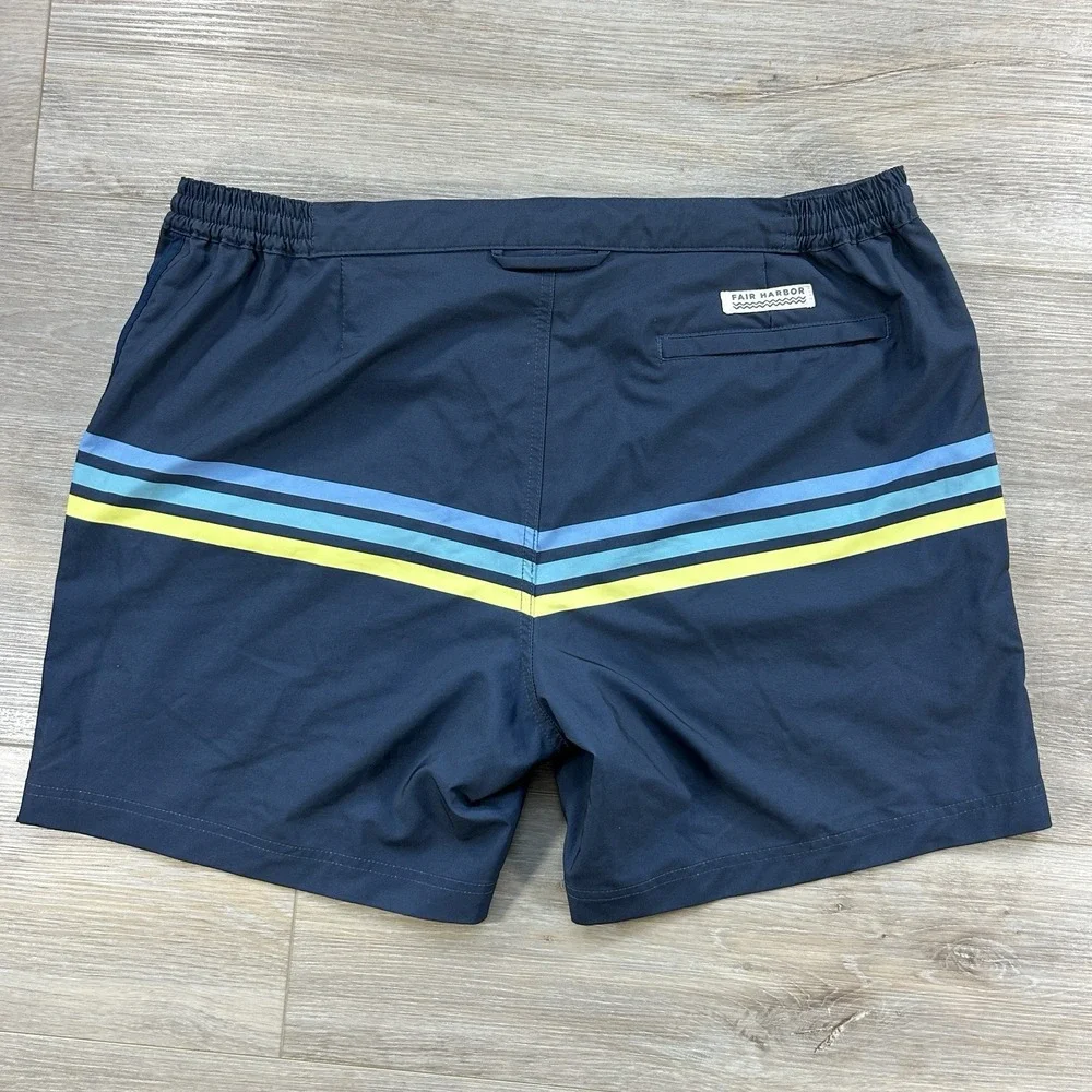 Fair Harbor Board Shorts Mens 36 Navy Swim Trunks Striped Swim BreezeKnit Liner